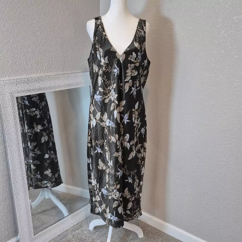 Vince Bellflower V-Neck Slip Midi Dress Size L - Picture 1 of 9